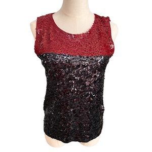 J.Crew Collection Red & Black Color-Block Sequin Tank Top | S